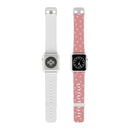 Printify eco-friendly Apple Watch band in white and pink with pattern, compatible with Apple Watch