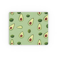 Printify eco-friendly avocado mouse pad with green background and avocado illustrations