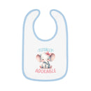 Printify eco-friendly baby bib with blue trim featuring a cute elephant and totally adorable design