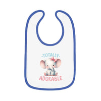 Printify eco-friendly baby bib with cute elephant design and blue trim for baby accessories