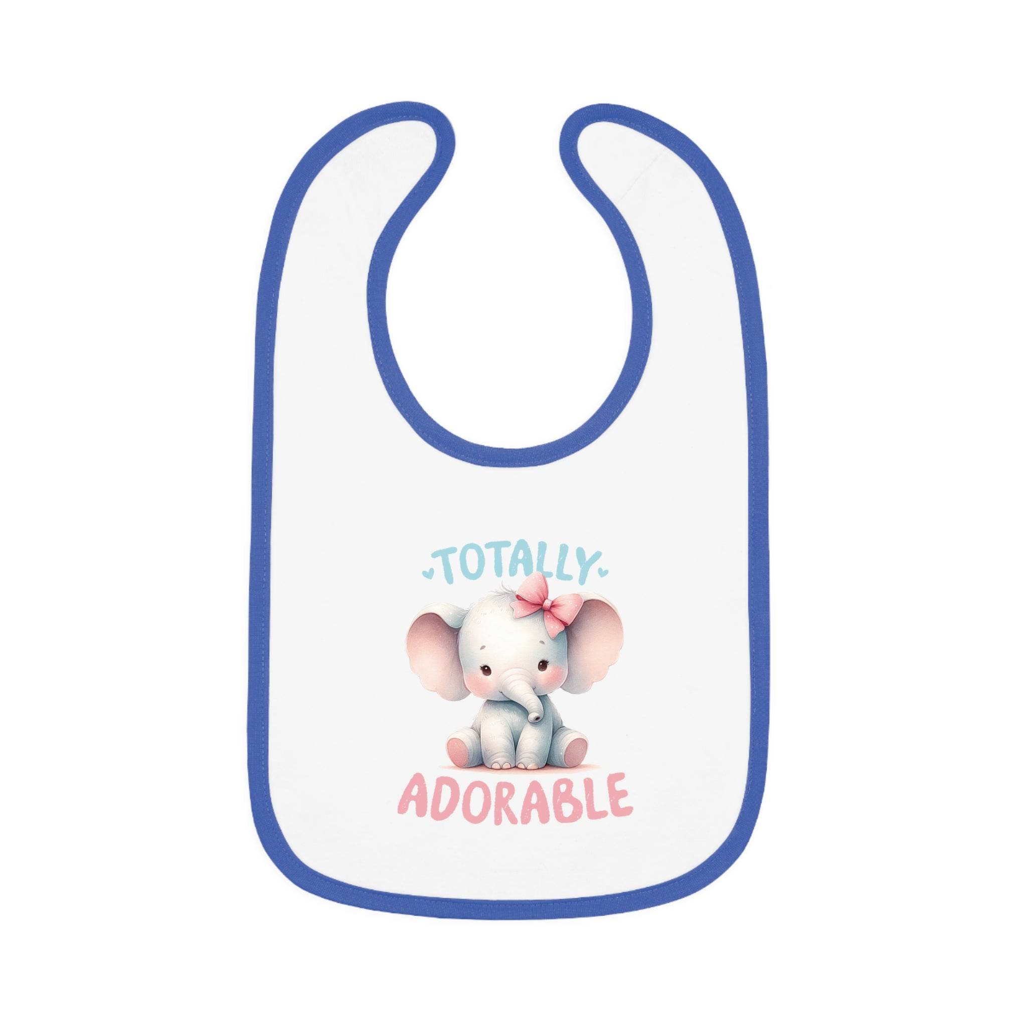 Printify eco-friendly baby bib with cute elephant design and blue trim for baby accessories