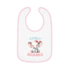 Printify eco-friendly baby bib with cute elephant and totally adorable text in pink trim