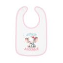 Printify eco-friendly baby bib with cute elephant and totally adorable text in pink trim