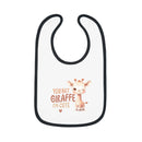Printify eco-friendly baby bib with cute giraffe design and black trim for infants