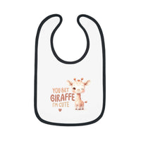 Printify eco-friendly baby bib with cute giraffe design and black trim for infants