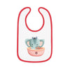Printify eco-friendly baby bib with red trim and a cute elephant sailor design in a boat