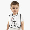 Toddler wearing eco-friendly baby bib with cute zebra design from Printify baby accessories