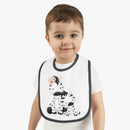 Toddler wearing eco-friendly baby bib with cute zebra design from Printify baby accessories
