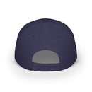 Back view of a navy blue eco-friendly baseball cap from Printify with adjustable strap