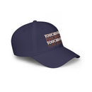 Printify eco-friendly baseball cap in navy blue with repeated touchdown text design