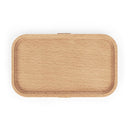 Top view of a wooden eco-friendly bento lunch box with smooth rounded edges by Printify