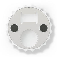 Printify eco-friendly bottle opener designed as a round, gear-shaped kitchen accessory with metal finish