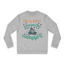Eco-friendly campfire sweatshirt with a fun 'Life is better around the campfire' graphic design