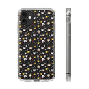 Printify eco-friendly cat phone cases with black background and cute cat faces pattern