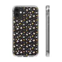 Printify eco-friendly cat phone cases with black background and cute cat faces pattern