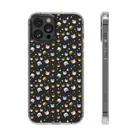 Printify eco-friendly cat phone cases with cute cat faces on black background for iPhone