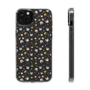 Printify eco-friendly cat phone cases with cute cat faces pattern on black background