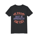 Black eco-friendly cat t-shirt with all friends must be approved by the cat text printed on front