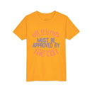 Printify eco-friendly cat t-shirt in yellow with all friends must be approved by the cat text