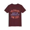 Printify eco-friendly cat t-shirt in burgundy with all friends must be approved by the cat text