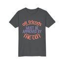 Printify eco-friendly cat t-shirt in dark gray with all friends must be approved by the cat text