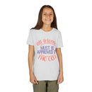 Printify eco-friendly cat t-shirt with all friends must be approved by the cat text worn by girl