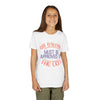 Printify eco-friendly cat t-shirt with all friends must be approved by the cat design worn by smiling girl