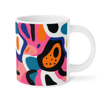 Printify eco-friendly ceramic mugs with colorful abstract design and comfortable handle