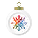Printify seasonal decoration eco-friendly Christmas ornament with colorful snowflake design and white round frame