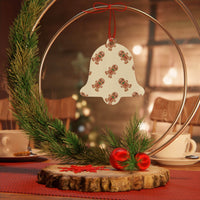 Eco-friendly Christmas ornaments bell-shaped decoration with gingerbread print hanging on wreath by Printify