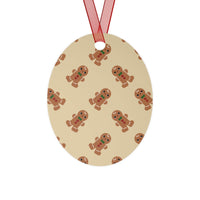Printify oval seasonal decoration with gingerbread man pattern eco-friendly Christmas ornaments