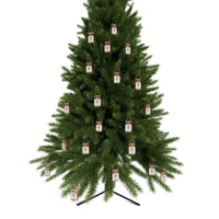 Christmas tree decorated with Printify eco-friendly Christmas ornaments in natural style