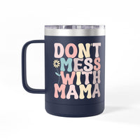Printify navy eco-friendly coffee mug tumbler with colorful don't mess with mama design