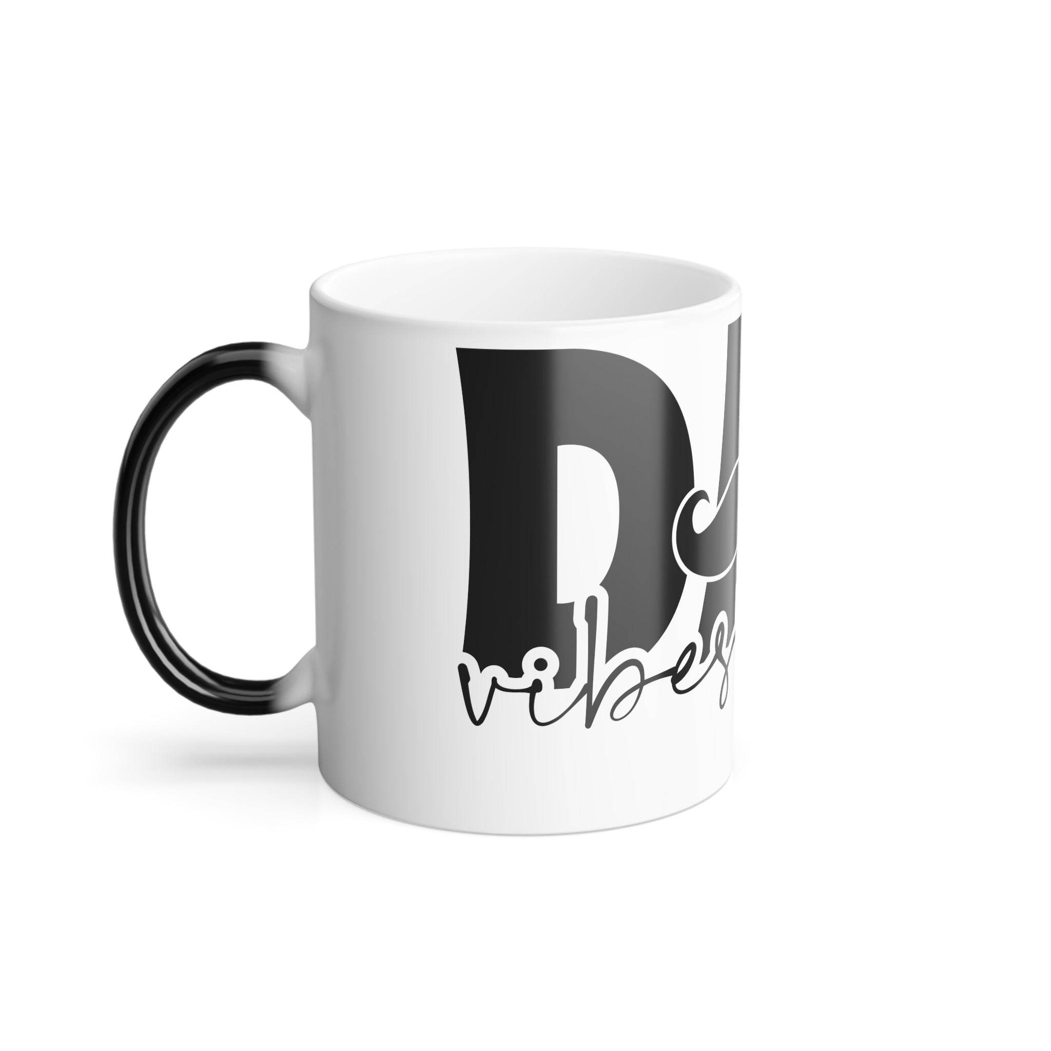 Printify eco-friendly color changing mug with black handle and positive message design