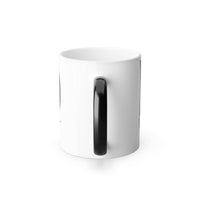 Printify eco-friendly color changing mug with black handle and white body for sustainable use