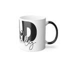 Printify eco-friendly color changing mug with black handle and stylish black and white design