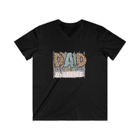 Black eco-friendly dad t-shirt with dad typography and leopard print design by Printify