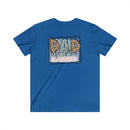 Blue eco-friendly dad t-shirt with graphic text life is the best life and leopard print design