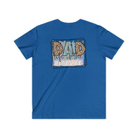 Blue eco-friendly dad t-shirt with graphic text life is the best life and leopard print design