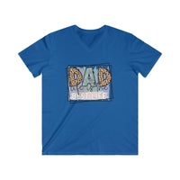 Printify eco-friendly dad t-shirt in blue with dad we live best life graphic design