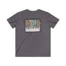 Printify eco-friendly dad t-shirt in gray with colorful graphic text Life is the Best Life on back