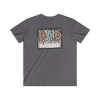 Printify eco-friendly dad t-shirt in gray with colorful graphic text Life is the Best Life on back