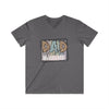 Printify eco-friendly dad t-shirt in gray with best life graphic and leopard print accents