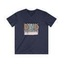 Navy Printify eco-friendly dad t-shirt with dad best life graphic and leopard print letters