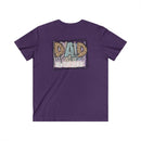 Printify purple eco-friendly dad t-shirt with leopard print dad graphic and best life text