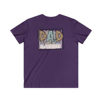 Printify purple eco-friendly dad t-shirt with leopard print dad graphic and best life text