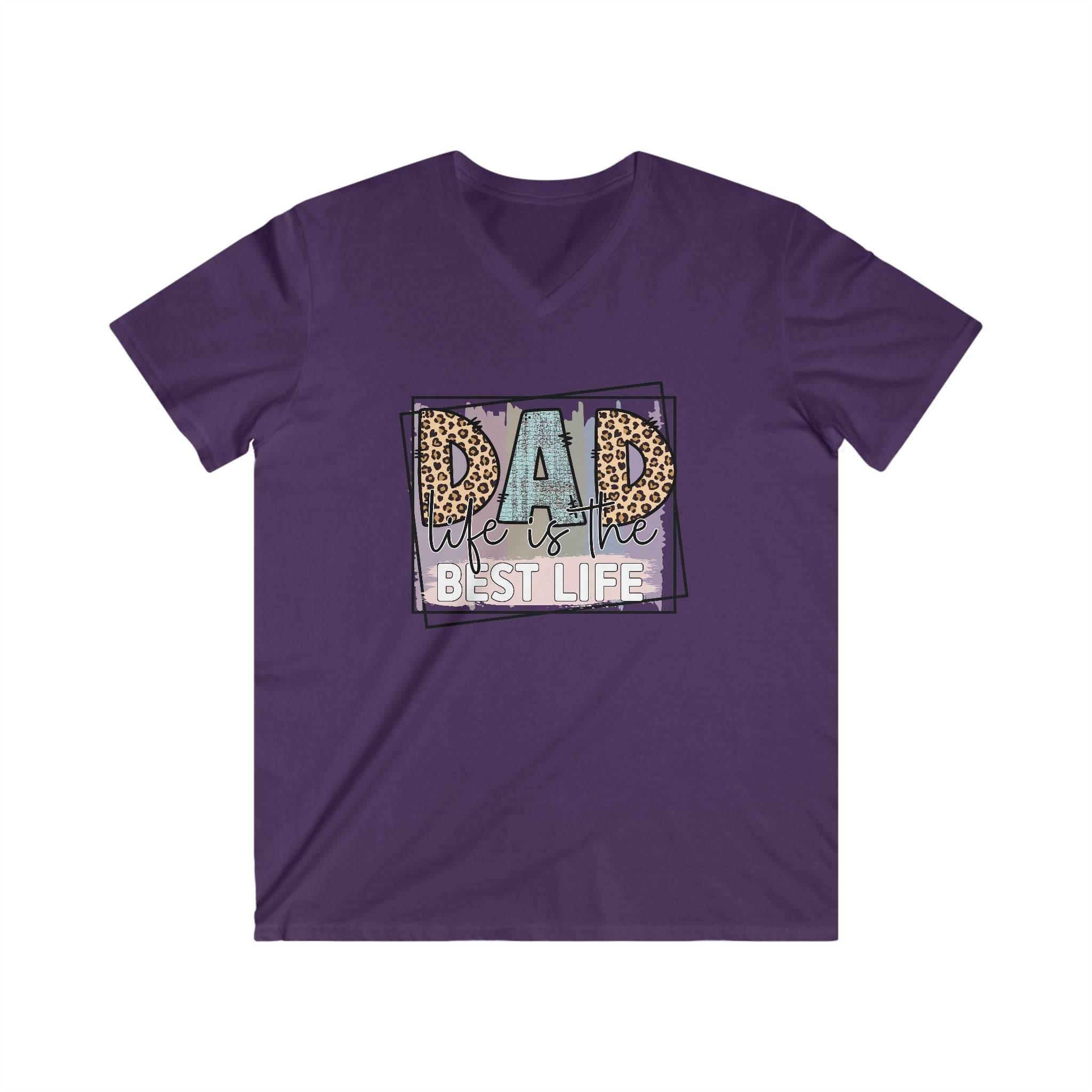 Printify purple eco-friendly dad t-shirt with dad life best life graphic design