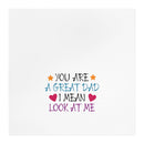 Printify eco-friendly dad tea towel with colorful You Are A Great Dad quote and heart design