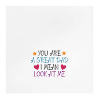 Printify eco-friendly dad tea towel with colorful You Are A Great Dad quote and heart design