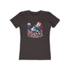 Eco-friendly dog graphic t-shirt women with patriotic dog wearing stars and stripes hat